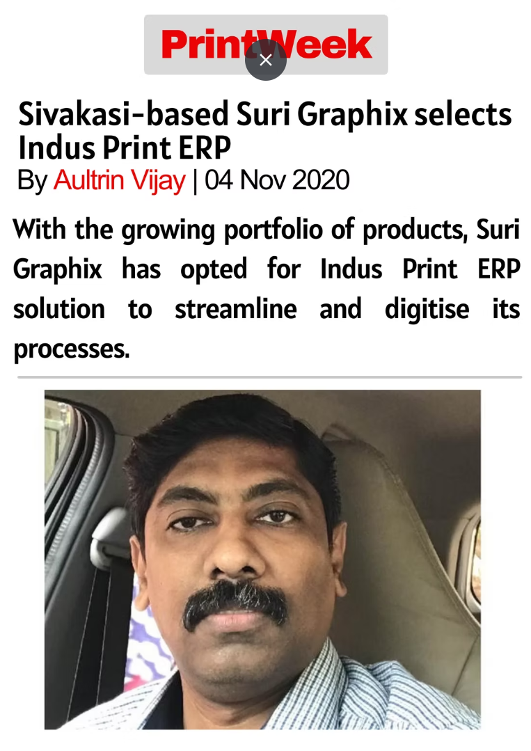 Sivakasi-based Suri Graphix selects Indus Print ERP